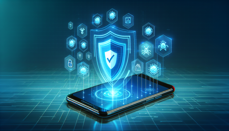 Aplicativos de antivírus protegendo celular contra ameaças digitais