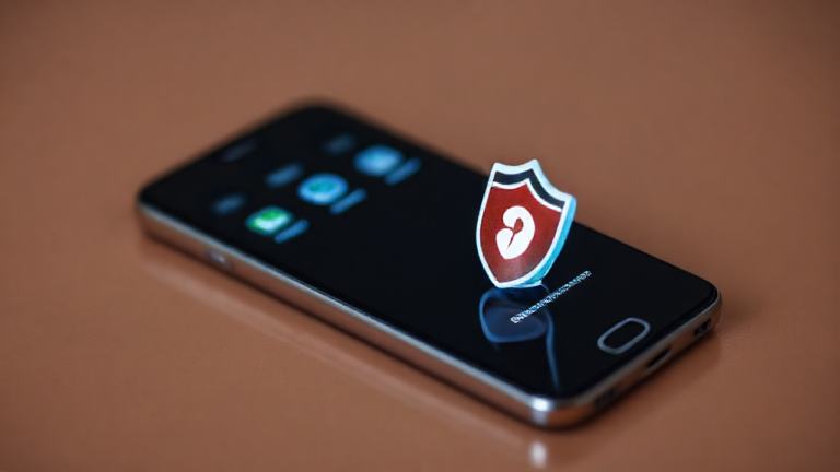 Imagem mostrando um celular com aplicativo antivírus em execução, simbolizando a proteção contra malwares.