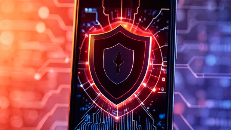 Imagem de um celular com ícone de antivírus destacando segurança contra malware.