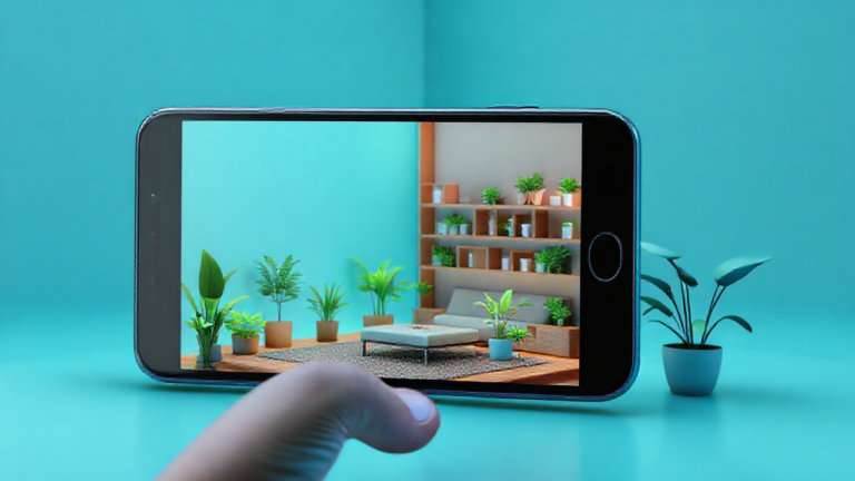 Imagem representando a interface de um aplicativo de planta baixa residencial no celular.