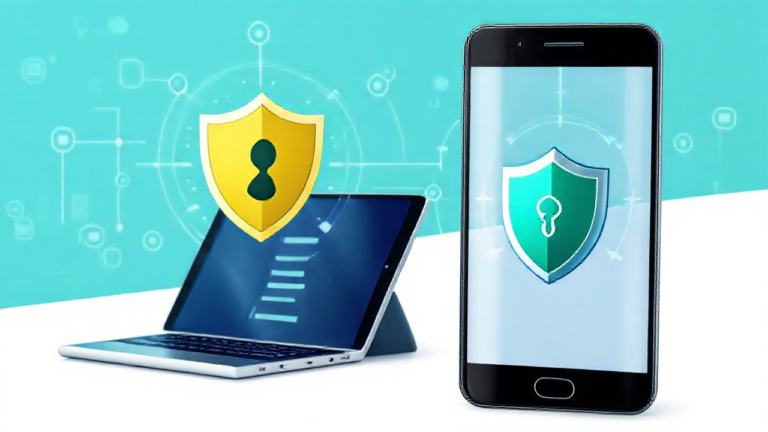 Imagem de aplicativo de antivírus protegendo dispositivo móvel.