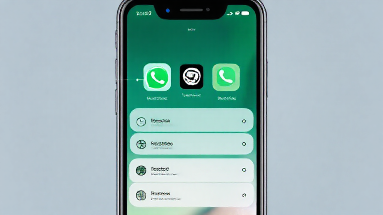 Imagem de um smartphone exibindo o aplicativo de otimização de WhatsApp em funcionamento