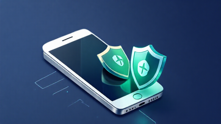 Imagem de destaque mostrando um aplicativo de antivírus protegendo um dispositivo iOS contra malware.