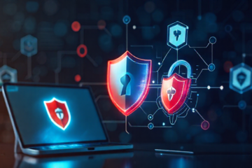 Imagem demonstrando proteção digital com um aplicativo antivírus em um smartphone