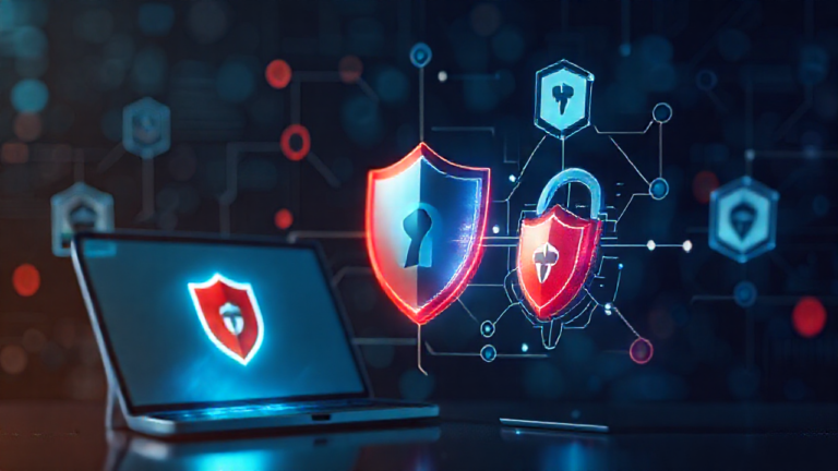 Imagem demonstrando proteção digital com um aplicativo antivírus em um smartphone