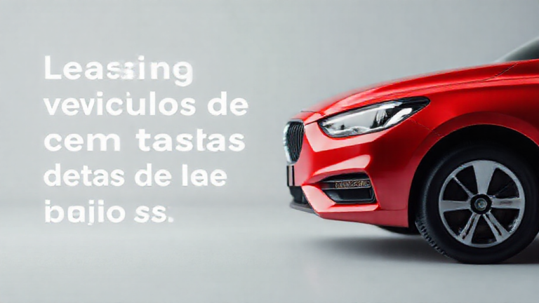 Imagem de um carro novo ao lado de documentos de contrato de financiamento e leasing.