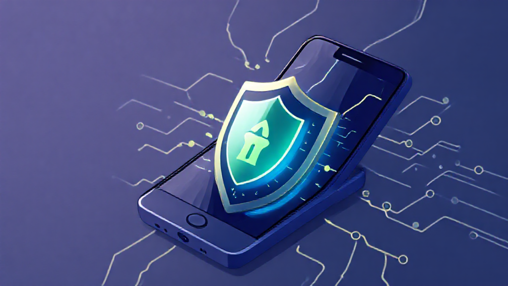 Imagem de um smartphone exibindo um aplicativo antivírus gratuito para proteção contra malware.