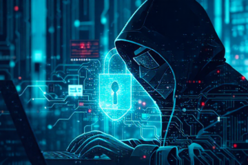 Ilustração de um smartphone com ícones de espionagem digital