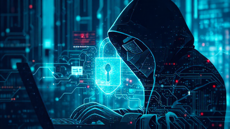 Ilustração de um smartphone com ícones de espionagem digital