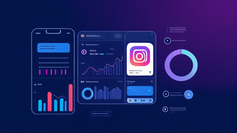 Tela de celular mostrando estatísticas de visitas no Instagram.