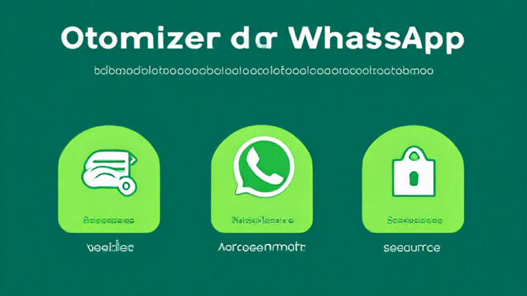 Imagem mostrando um aplicativo de otimização do WhatsApp em uso em um smartphone.