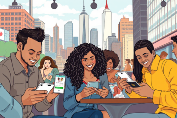 Imagem que ilustra a transformação nos relacionamentos através dos aplicativos de namoro nos Estados Unidos.