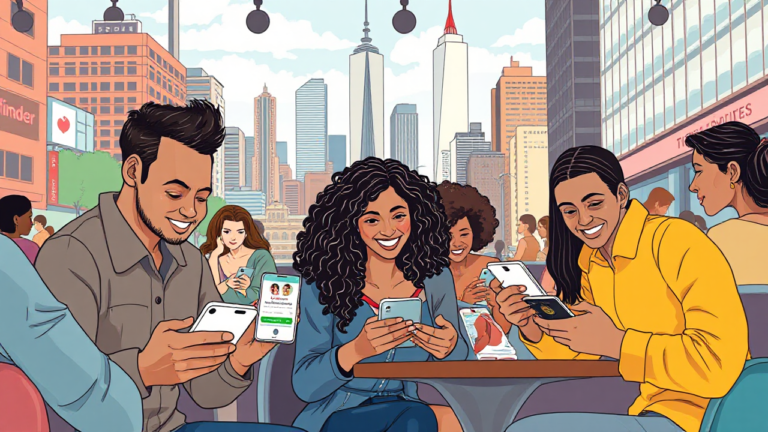Imagem que ilustra a transformação nos relacionamentos através dos aplicativos de namoro nos Estados Unidos.