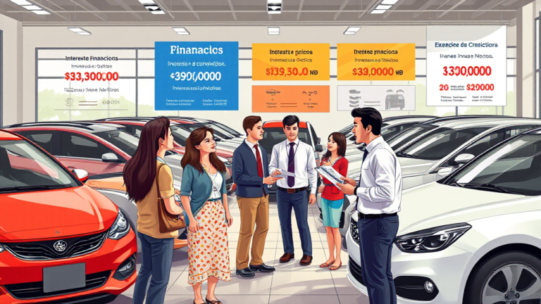 Infográfico sobre financiamento de carros no México, destacando opções de crédito automotivo e dicas para consumidores.