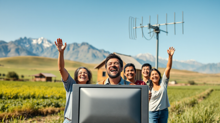 Imagem ilustrativa do kit de antena digital gratuito na Argentina, destacando a acessibilidade à televisão digital.