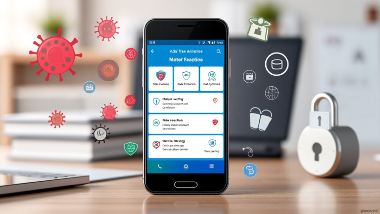Imagem de aplicativos de antivírus gratuitos para celular, visando proteção contra malware e segurança dos dados.