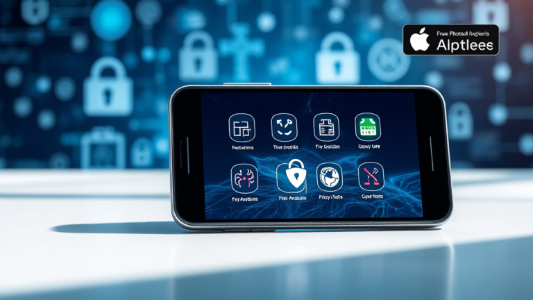 Imagem representando aplicativos de antivírus gratuitos disponíveis na Play Store e App Store para Android e iOS.