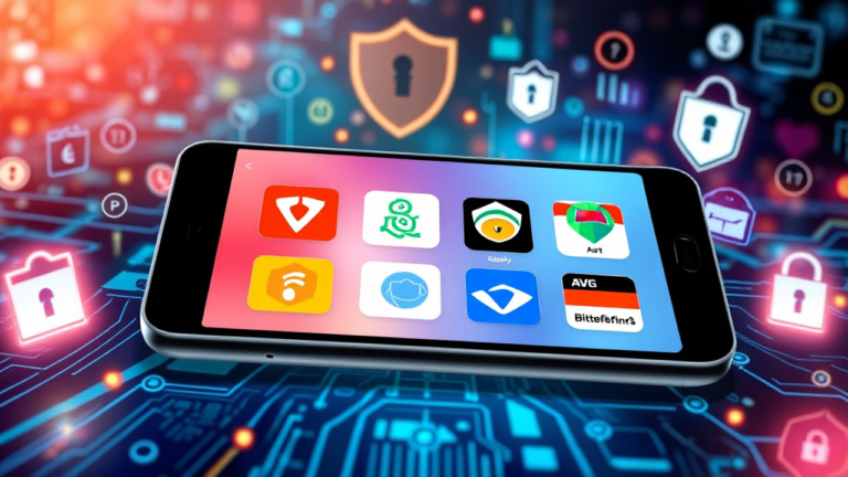 Imagem representativa de aplicativos de antivírus gratuitos para celulares Android e iOS.