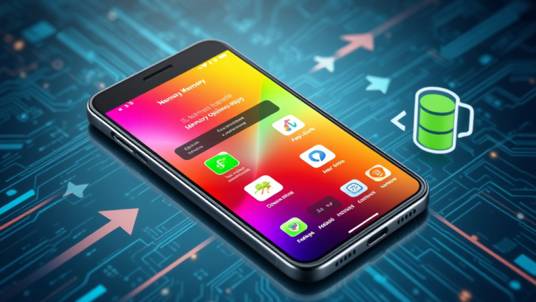 Imagem ilustrativa de aplicativos para otimização de memória em celulares iOS e Android.