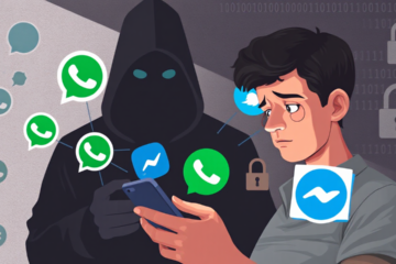 Imagem ilustrativa sobre aplicativos de espionagem de messenger e privacidade digital nos EUA.