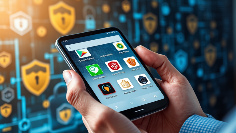 Imagem destacada mostrando antivírus gratuitos disponíveis na Play Store e App Store para Android e iOS.