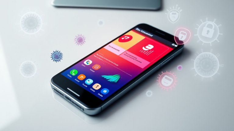 Imagem representativa de aplicativos antivírus disponíveis na Play Store e App Store, destacando opções gratuitas para proteção de dispositivos móveis.