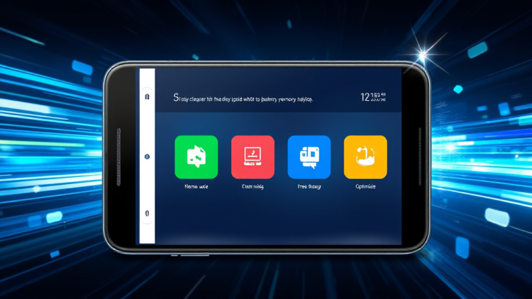 Imagem ilustrativa de um aplicativo para limpeza e otimização de memória de celulares.