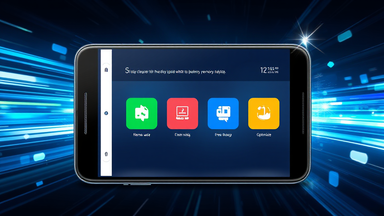Imagem ilustrativa de um aplicativo para limpeza e otimização de memória de celulares.