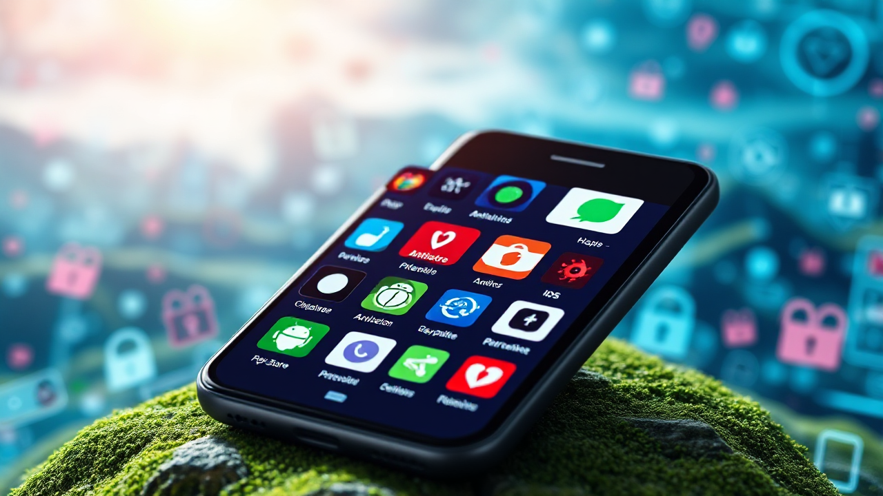 Imagem ilustrativa de antivírus gratuitos para Android e iOS disponíveis na Play Store e App Store.