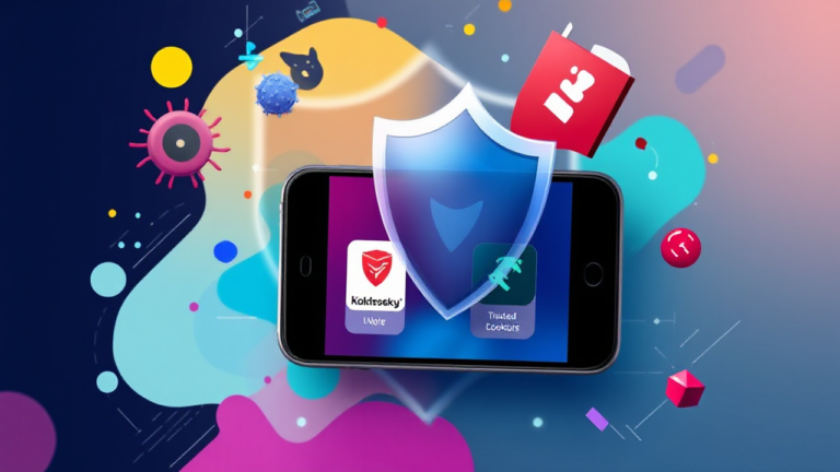 Imagem destacando aplicativos de antivírus gratuitos para Android e iOS.