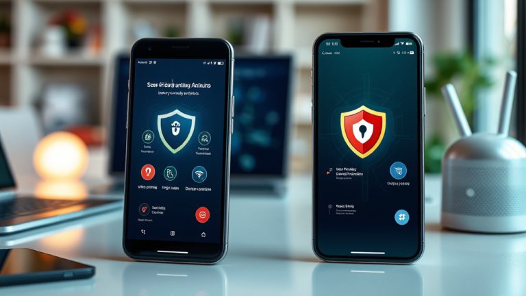 Imagem de um celular mostrando um aplicativo antivírus em funcionamento, destacando a importância da segurança digital.