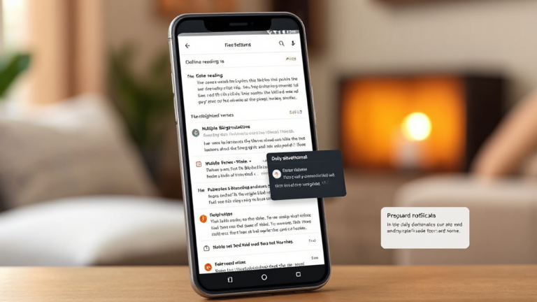 Imagem que ilustra o uso de um aplicativo no celular para leitura da Bíblia.