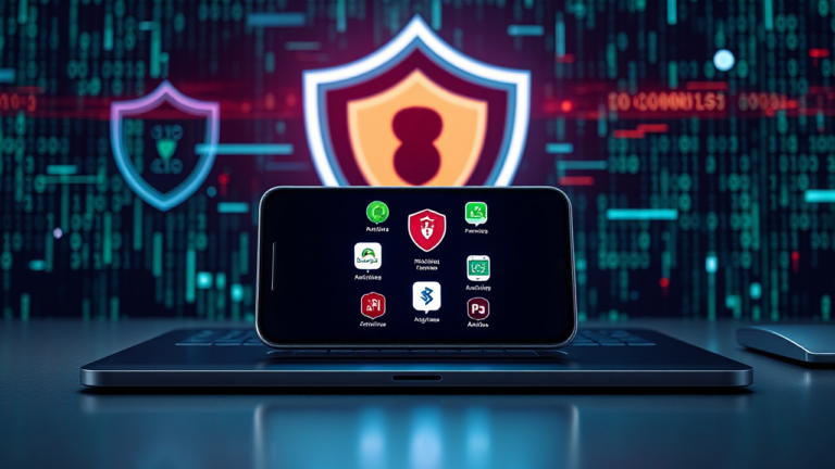 Imagem representativa de aplicativos de antivírus gratuitos para Android e iOS, destacando a segurança digital.
