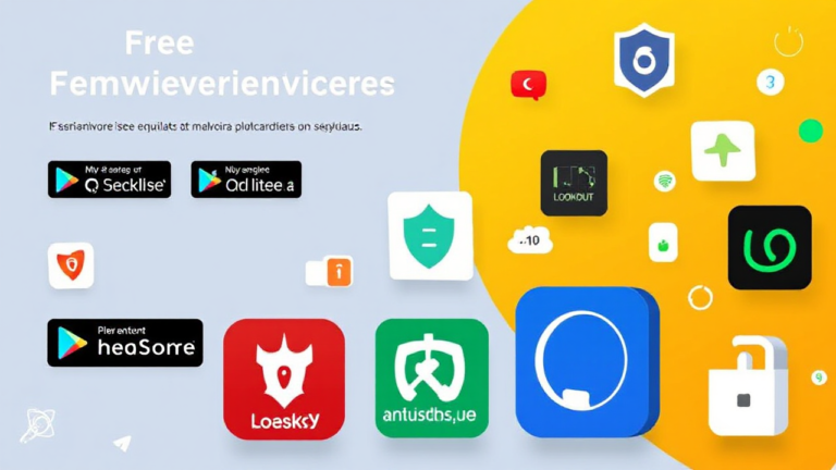 Imagem representativa de aplicativos antivírus gratuitos na Play Store e App Store para proteção de dispositivos Android e iOS.