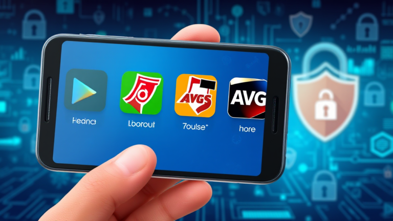 Imagem ilustrativa de antivírus gratuitos disponíveis na Play Store e App Store para Android e iOS.