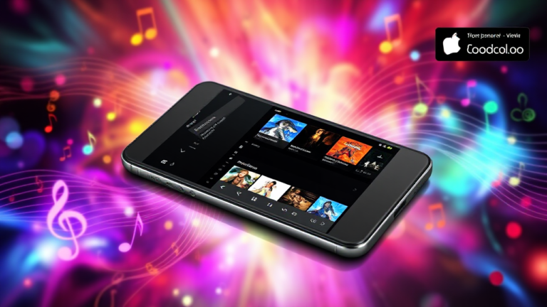 Imagem de um celular mostrando aplicativos de música gratuitos para escutar no Android e iOS.