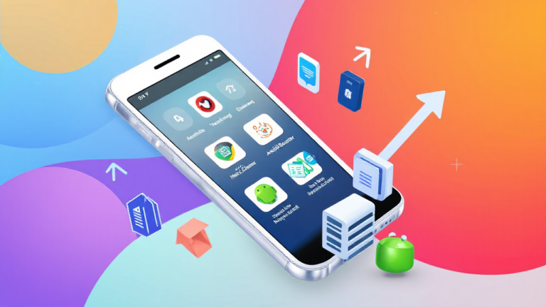 Imagem de um celular mostrando aplicativos de otimização de memória.