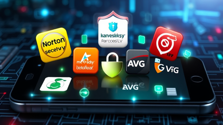 Imagem destacando os 5 melhores aplicativos de antivirus para celulares Android e iOS.
