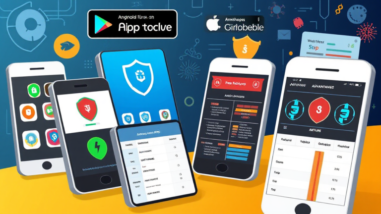 Imagem destacando antivírus grátis disponíveis para Android e iOS