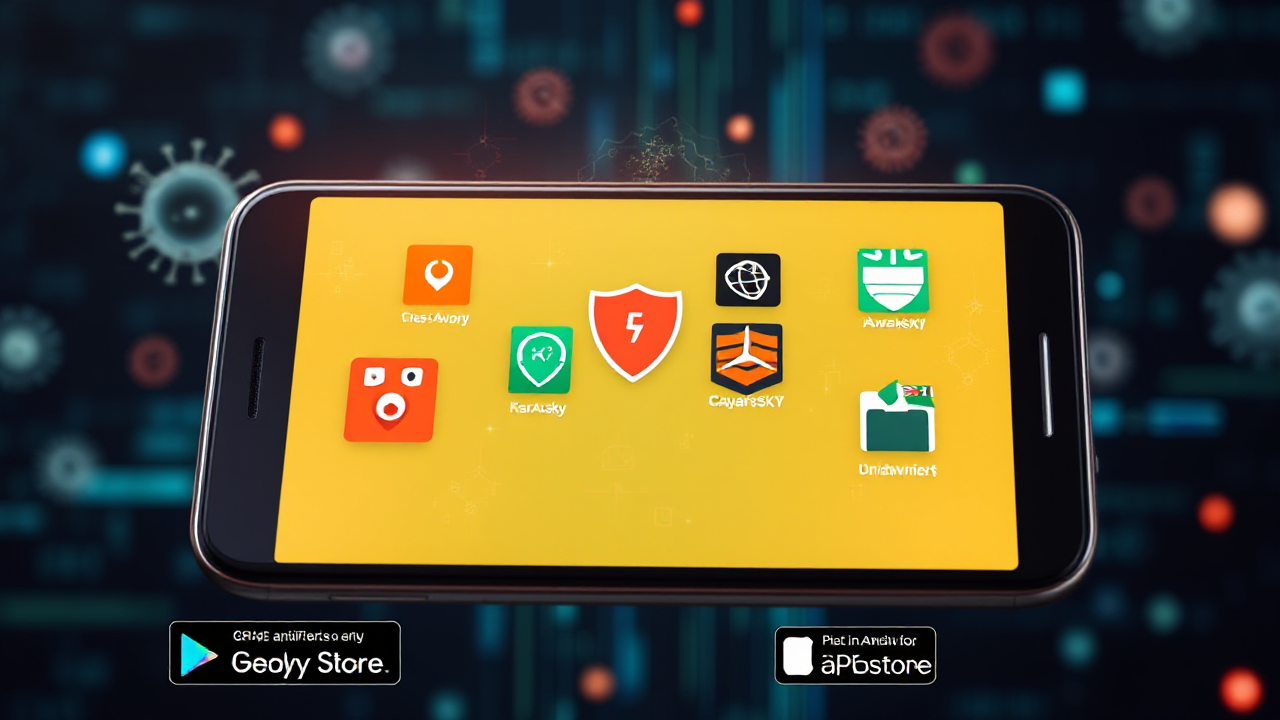 Imagem ilustrativa sobre antivírus gratuitos disponíveis na PlayStore e AppStore para Android e iOS.