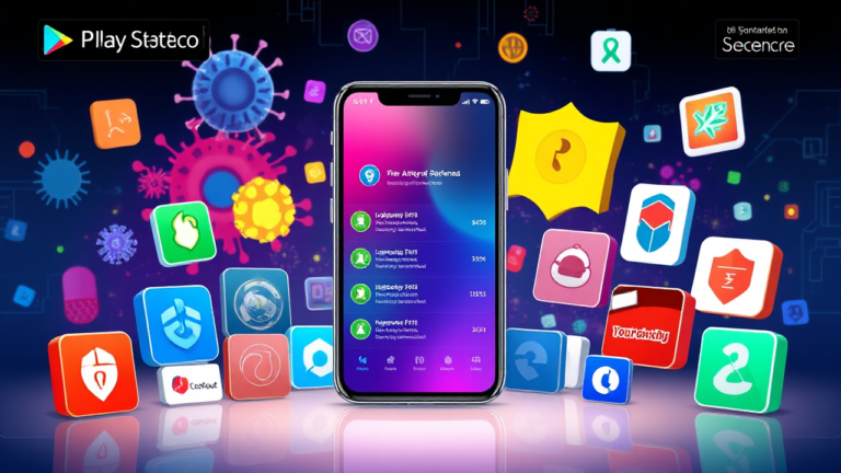 Imagem ilustrativa sobre antivírus gratuitos disponíveis na Play Store e App Store para Android e iOS.