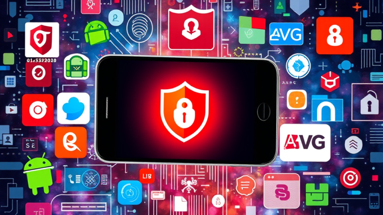 Imagem destacada de um celular exibindo um aplicativo de antivírus gratuito para Android e iOS.