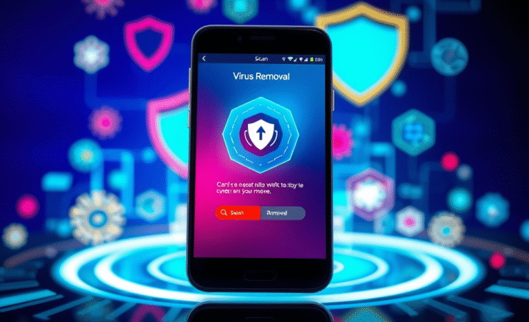 Imagem de um celular protegido por aplicativo antivírus.