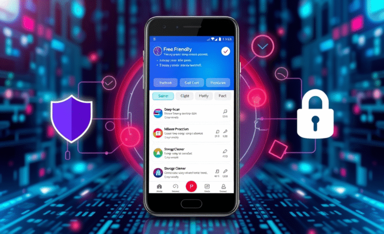 Imagem demonstrando o uso de um aplicativo para remover vírus do celular.
