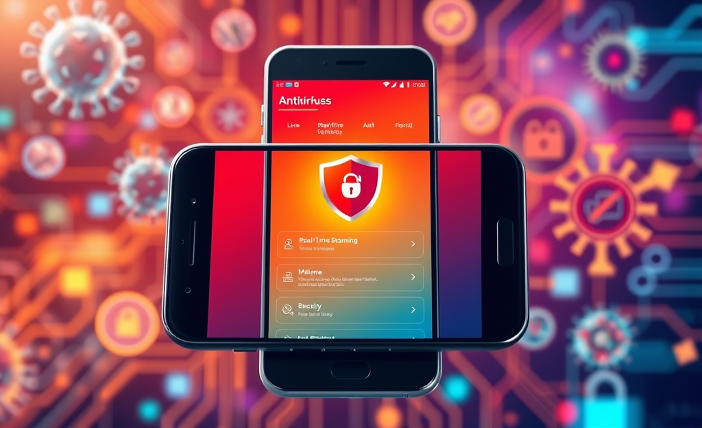Imagem de um aplicativo de segurança para celular contra vírus.