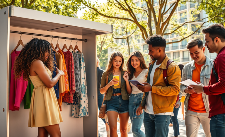 Users testing SHEIN clothing at a review event.